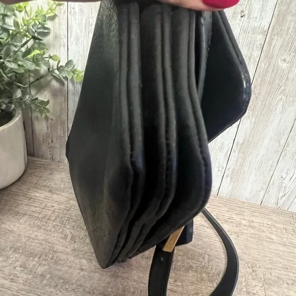 All Saints Ondine Black Leather Shoulder Bag Preppy Moto Classic Chic - Picture 8 of 10